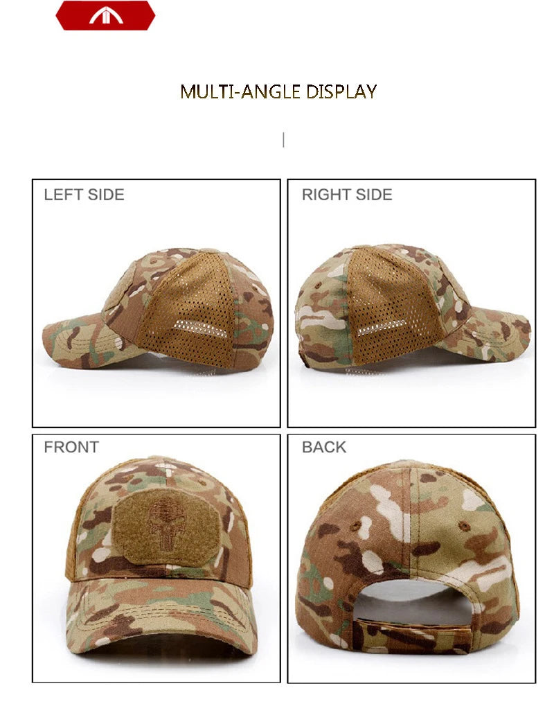 Camouflage Plaid Military Training Cap Spring Summer Outdoor Sports Sunshade Sun Protection Mesh Hat Casual Peaked Cap