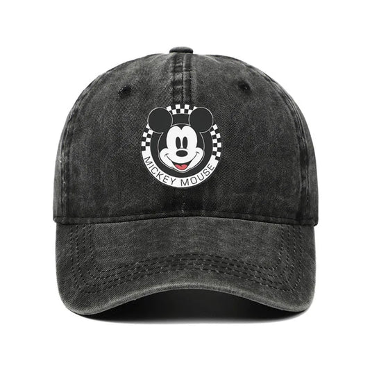 Unisex Vintage Washed Mickey Minnie Print Baseball Cap for Men Women Cartoon Trucker Hat Adjustable Snapback Casual Hip Hop Hat