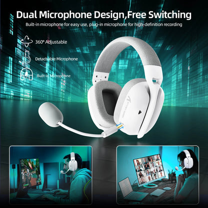 ATTACK SHARK L80PRO 3-in-1 Gaming Headset – Low Latency Wireless Bluetooth Headphones with Dual Microphone, 40mm Hi-Fi Sound & Stable Connection Gaming Headset