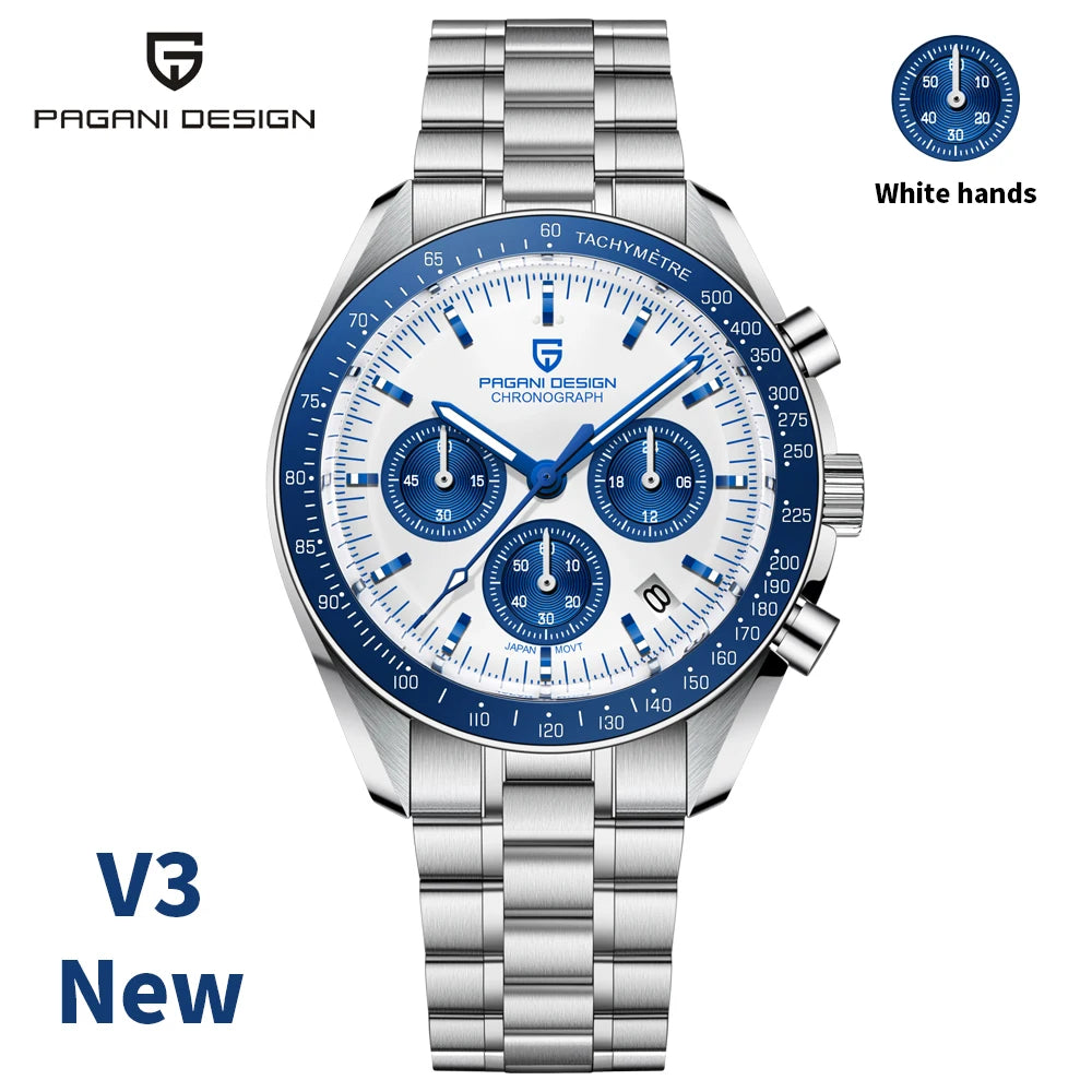 PAGANI DESIGN Saturn Men's Watches 2026 New Top Luxury Quartz Watch Men Light Tan Chronograph AR Sapphire crystal Wristwatch Men