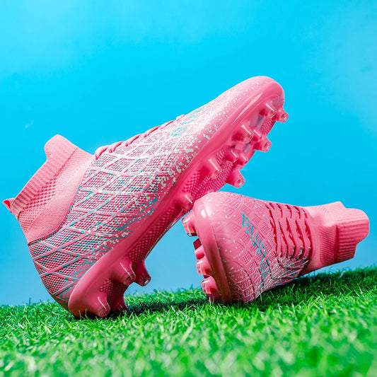 AG /FG Athletic Soccer cleats PU Fabric Comfort Upper TPU Anti-slip Long Studs Sole Reliable Quality Adult Kids Training Shoes