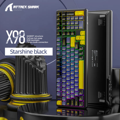 X98 Attack Shark Gaming Keyboard Wireless with Numeric Keypad,102Keys Hot-Swap RGB PBT Keycaps,4000mAh Battery,Support PC/Laptop