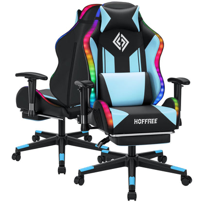 250Lbs Load LED Gaming Chair for Children 8-15Years, Adjustable Gamer Chair with LED Lighting, Footrest & Lumbar Support