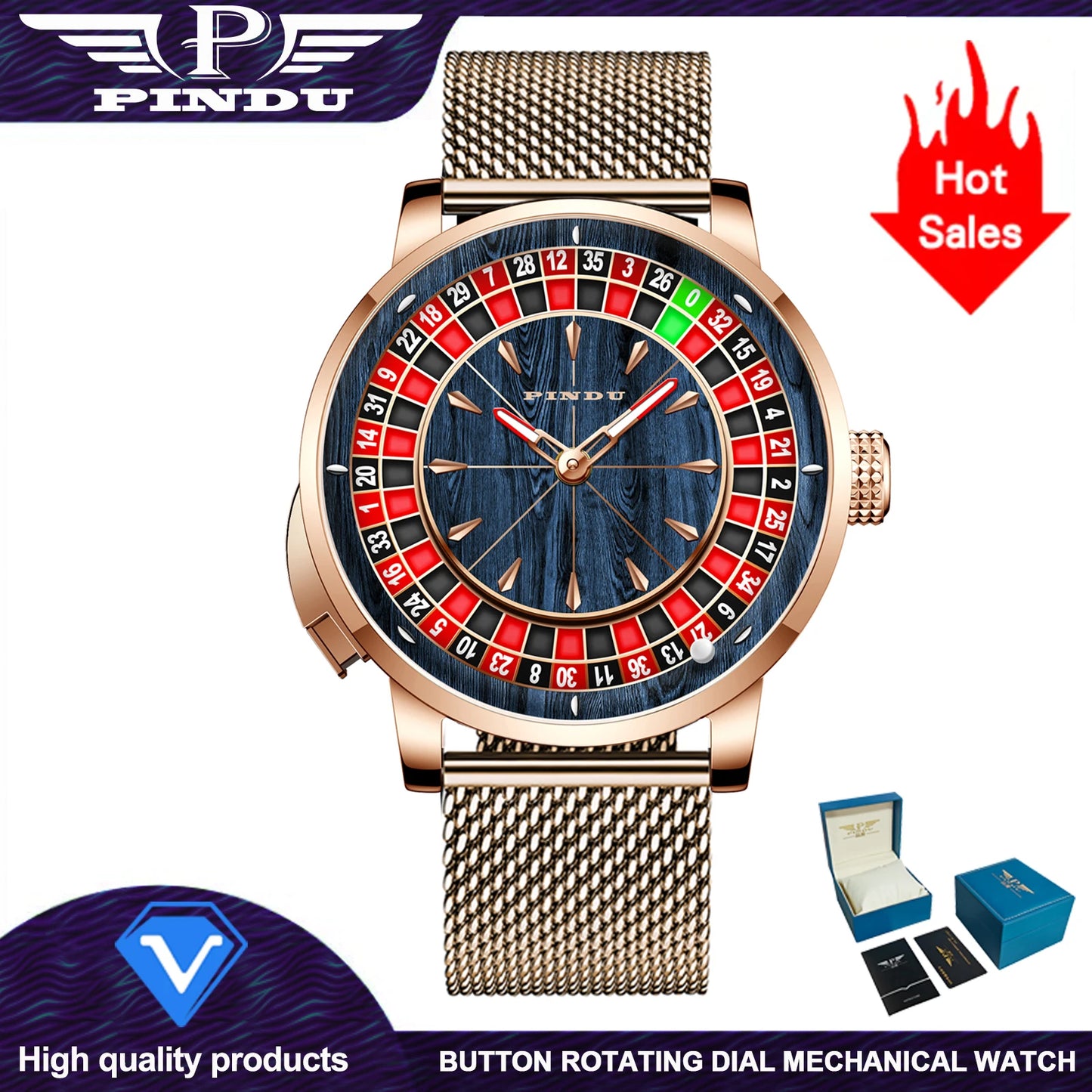 2025 NEW PINDU design Rotating dial Mechanical Watch Men Japan NH35 Movement Sapphire Waterproof TOP-luxurious Automatic watch