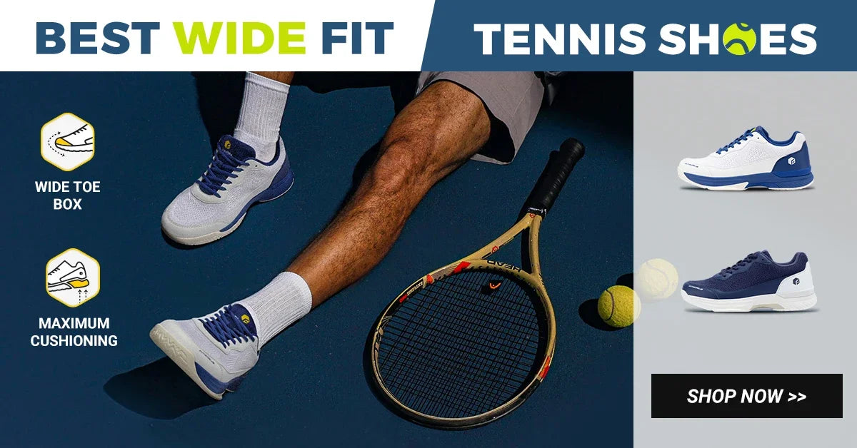 Zapatillas de tenis FitVille para hombre, versión ancha 2E, calzado deportivo profesional de entrenamiento, transpirable y antideslizante, para deportes de raqueta, con soporte para el arco plantar