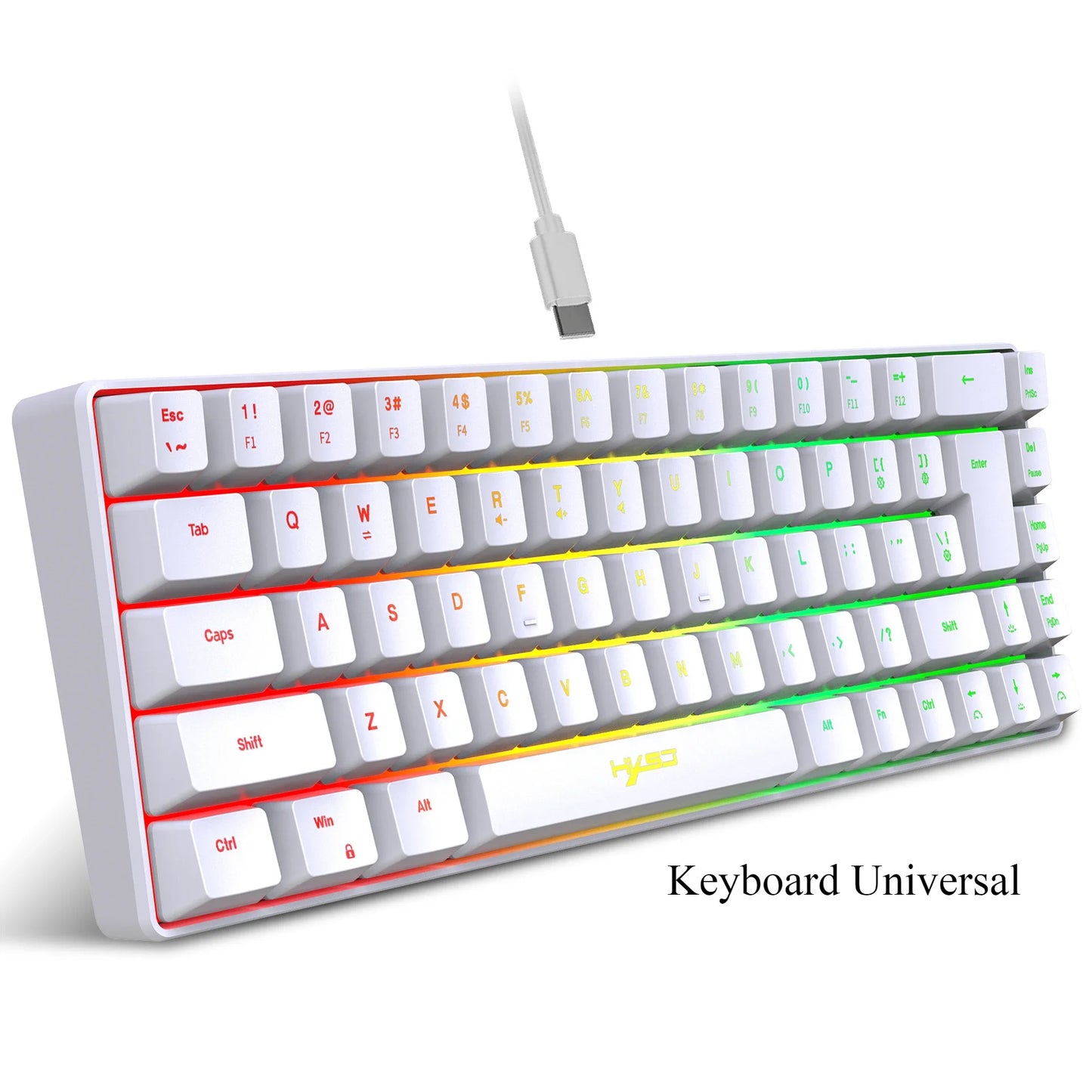 RGB backlit keyboard Russian 69 keys white membrane gaming wired ergonomic Keyboards for compact mini  for pc laptop color black