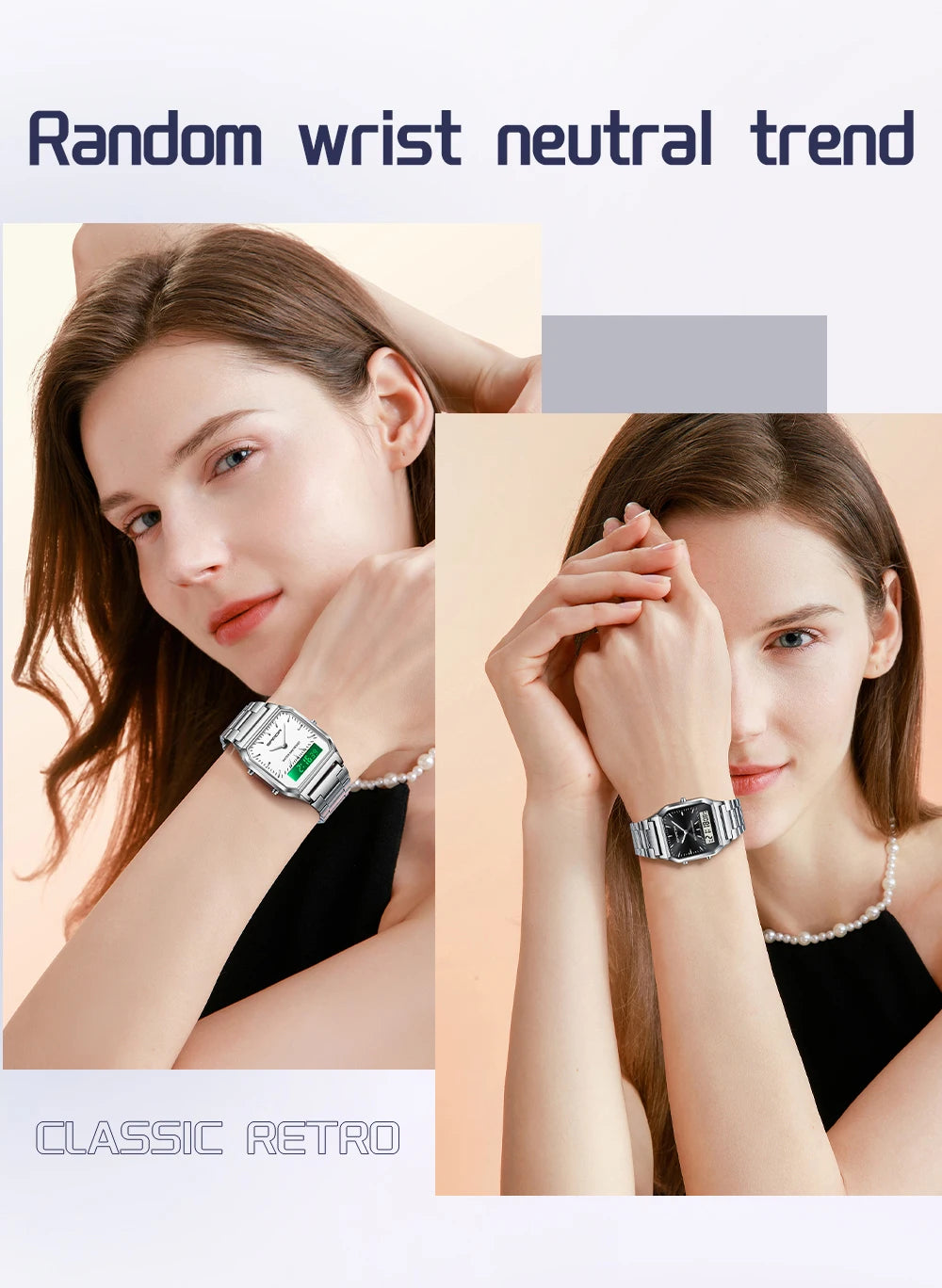 SANDA 747 Luxury Mens G Style Watches Stainless Steel Women LED Digital Dual Display Clock Unisex Waterproof Sports Quartz Watch