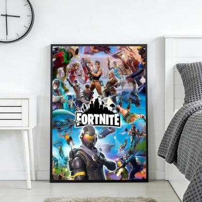 F-FORTNITES-ES Online Game Poster Stickers Art Print Retro Vintage Wall Decor HD Living Room Home Office Gift Occasion