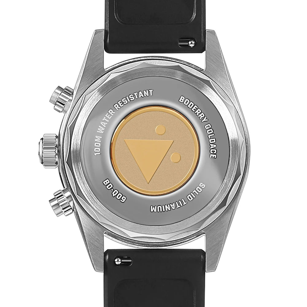 Boderry GOLDACE Titanium Chronograph Watch Mecha-Quartz Movement Luminous Business Wristwatch 100M Waterproof Clock