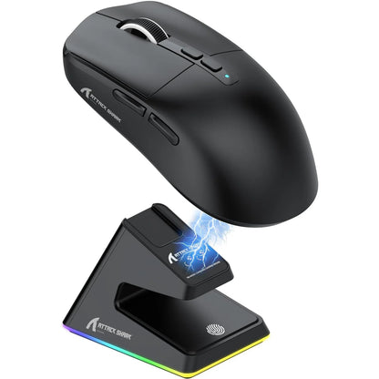 ATTACK SHARK X6 49g SUPERLIGHT Gaming Mouse With Charging Dock, PixArt PAW3395 Gaming Sensor, BT/2.4G Wireless/Wired, 26000 DPI
