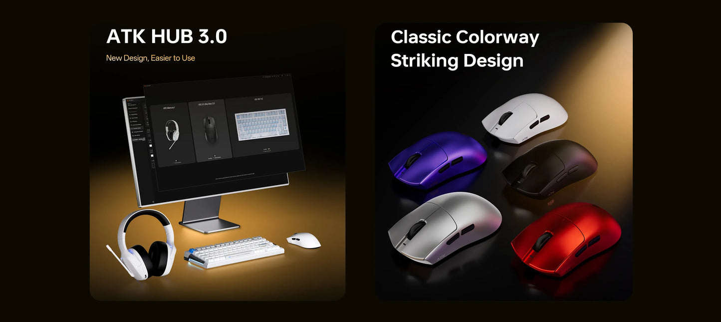 ATK Blazing Sky X1 V2 Ultimate Dual Mode Wireless Mouse Lightweight PAW3950 Ultra Dual 8K HZ Low Latency Custom Ergonomics Mouse