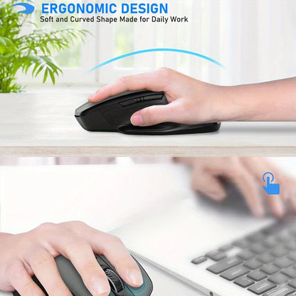 E-YOOSO 2.4G Wireless Ergonomic Mouse with Built-in USB Receiver, 5-Level 4800 DPI Portable Optical Mouse for PC Laptop Computer