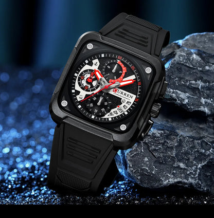 Top Brand CURREN Men's Watches Luxury Square Quartz Wrist Watch Original Waterproof Luminous Chronograph Watch for Men Relogio