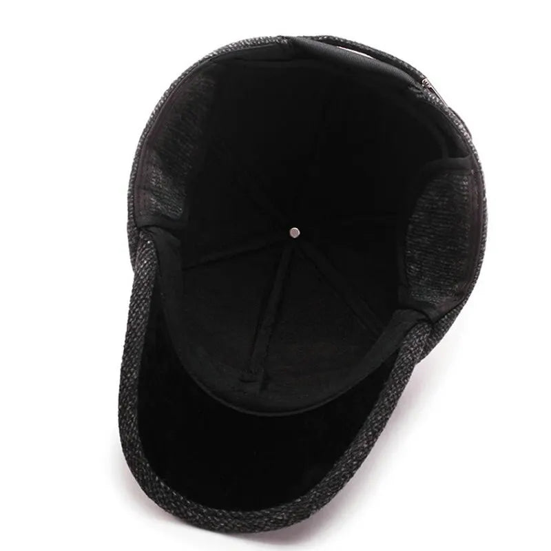 Baseball Cap Woolen Knitted Winter Ear Cover Baseball Cap Men Thicken Warm Hats with Earflaps Sport Golf Hats Snapback