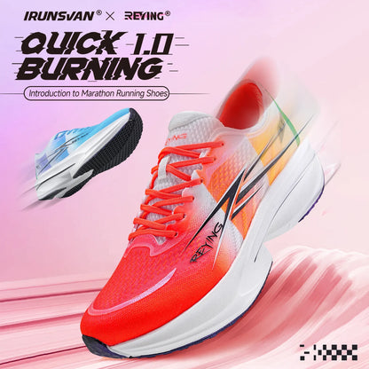 IRUNSVAN Co-Branded Fast Burning 1.0 Carbon Plate Running Shoes for Men's Marathon Training Shock-Absorbing and Breathable