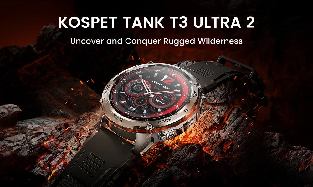 KOSPET TANK T3 Ultra 2 Smart Watch For Men GPS Stainless Steel Smartwatch 50M Waterproof IP69K Health Monitor for Android iOS