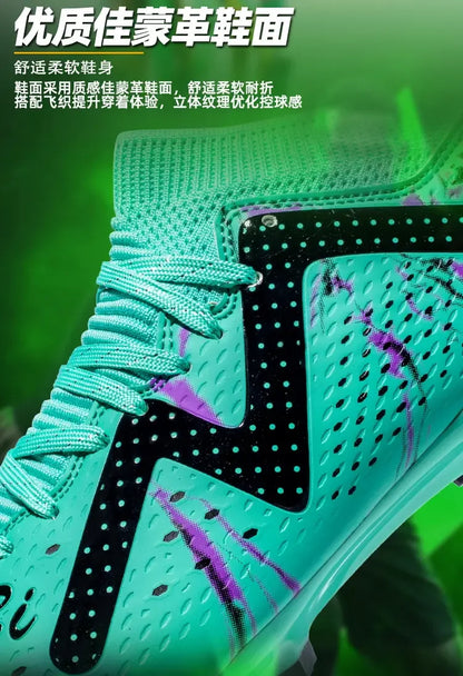 Botas de fútbol oversize para jóvenes y niños, diseño cómodo y flexible, rendimiento estable antideslizante para deportes al aire libre en campo