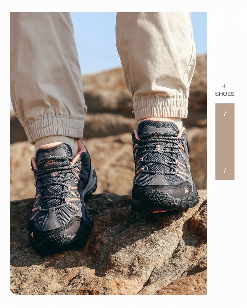 HUMTTO Hiking Shoes for Women Wear-Resistant Outdoor Women's Sports Shoes Lace-Up Climbing Trekking Sneakers Woman 110609B