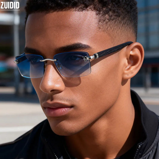 2026 Wooden Rimless Sunglasses Women Trendy Retro UV400 Protection Square Sunglass Men Brand Design Fashion Glasses Dropshipping