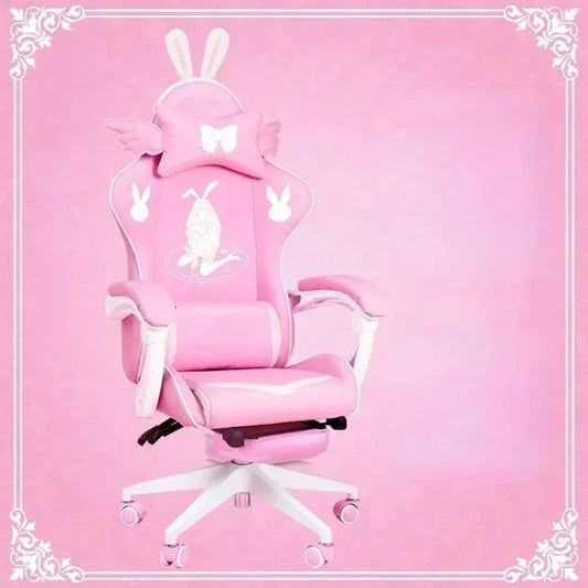 Pink Gaming Chair High-quality Girls Cartoon Home Live Gamer Chair Comfortable Swivel Adjustable Office Computer Furniture