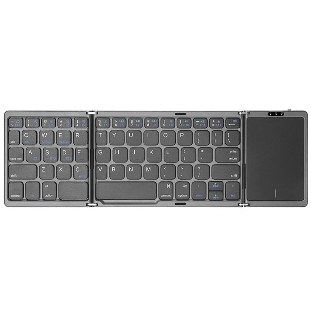 Tri-Bluetooth Keyboard Tri-fold keyboard with Touchpad Portable Mini Keyboard Rechargeable Keyboard for PC Windows Android IOS