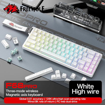 FREEWOLF F68 F68PRO Magnetic Gaming Keyboard Mechanical Wired for Pro Gaming 0.01mm Rapid Trigg 8000Hz SOCD/RS 0.1ms 128K Rate