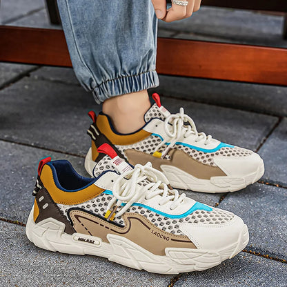 Mens Sports Shoes Summer Mesh Casual Fashion Lace Up Walking Shoes 2026 New Youth Daily Commuting Comfortable Versatile Sneakers