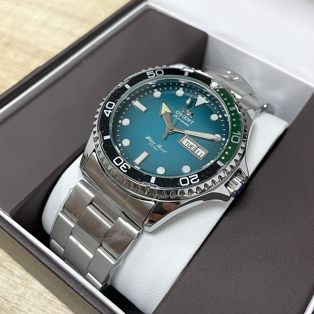 Orient Automatic Diver Watch Men 200M Waterproof Multi-Color Dial Stainless Steel Wristwatch