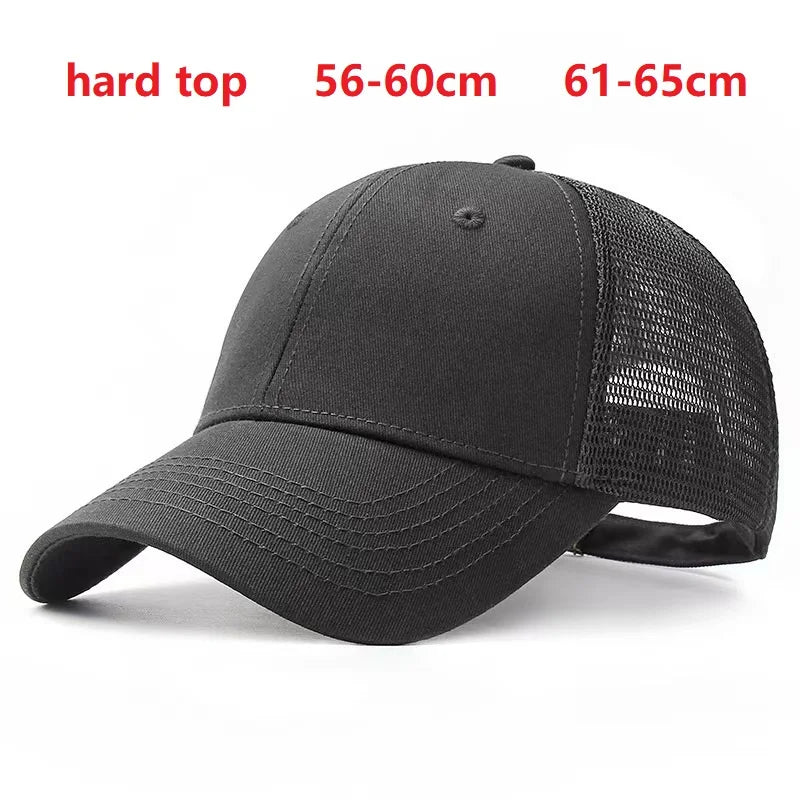 Unisex Quick Dry Big Head Mesh Baseball Cap Adjustable plus Size Summer Snapback Hat Comfortable Breathable 56-65cm