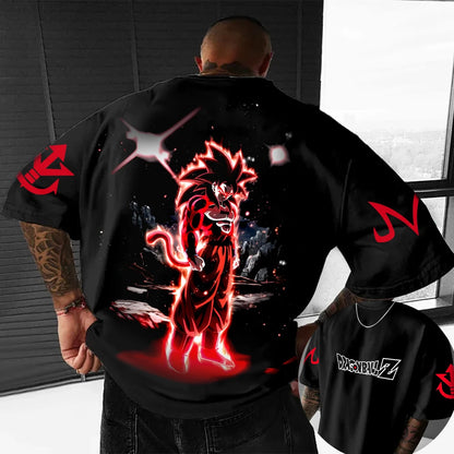 T-shirt oversized da bambino Dragon Ball Z Son Goku All Forms Broly Blue Aura Group Print, streetwear anime da uomo, maglietta anime per fan