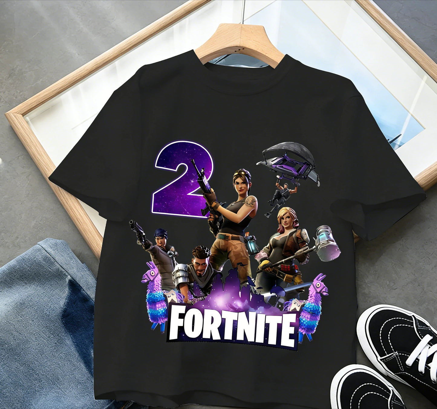 Detské narodeninové tričko Fortnite s číslom pre dievčatá a chlapcov, letné detské bavlnené tričko s krátkym rukávom na párty, darček pre batoľa