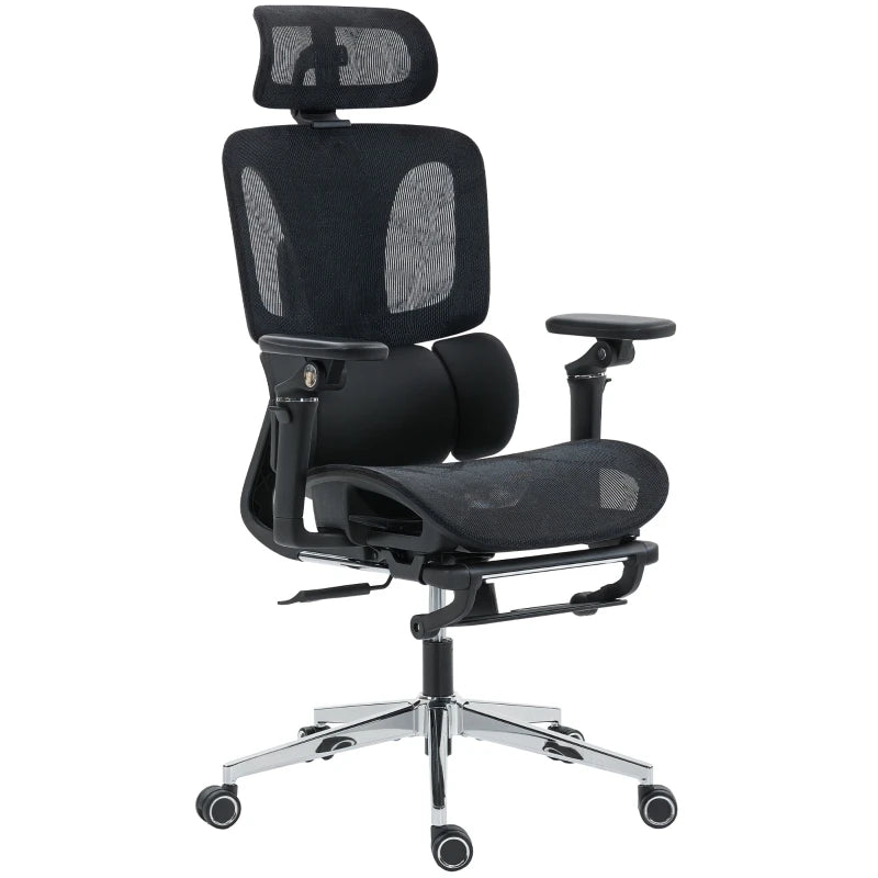 Ergonomic Office Chair, Adjustable Lumbar & Headrest, 6D Flip-Up Armrests, Footrest, Mesh Black