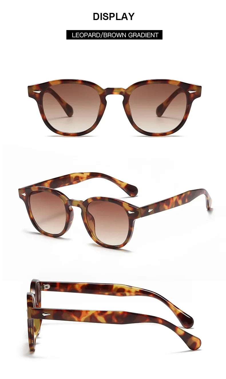JNPCXI Quality New Retro Round Sunglasses Women Fashion Rivets Decoration Shades UV400 Men Punk Leopard Sun Glasses