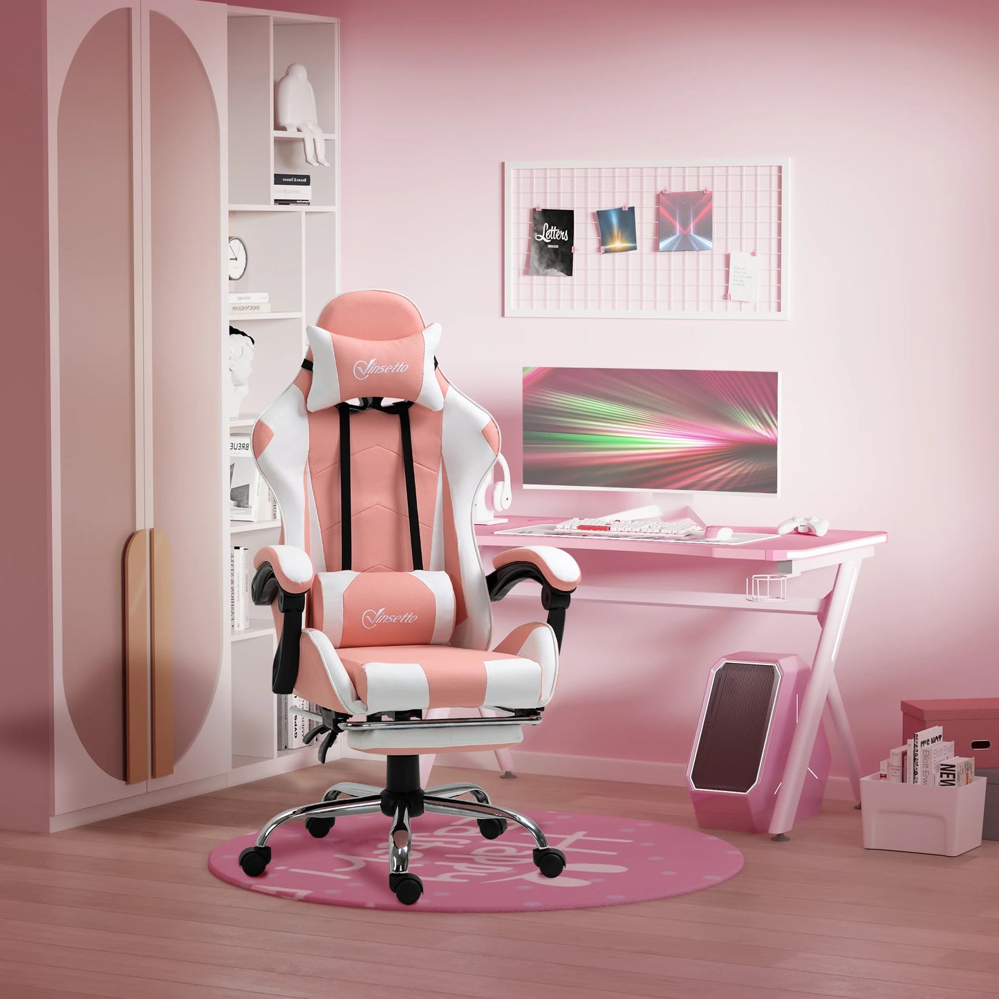 Gaming chair, ergonomic office chair with headrest, massage lumbar cushion, swivel foot gaming chair, computer chair
