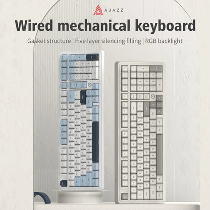 AJAZZ AK980 Wired Mechanical Keyboard Hot Swap Gasket RGB Low Noise Ergonomics Office Gaming Keyboard Customized PC Accessories