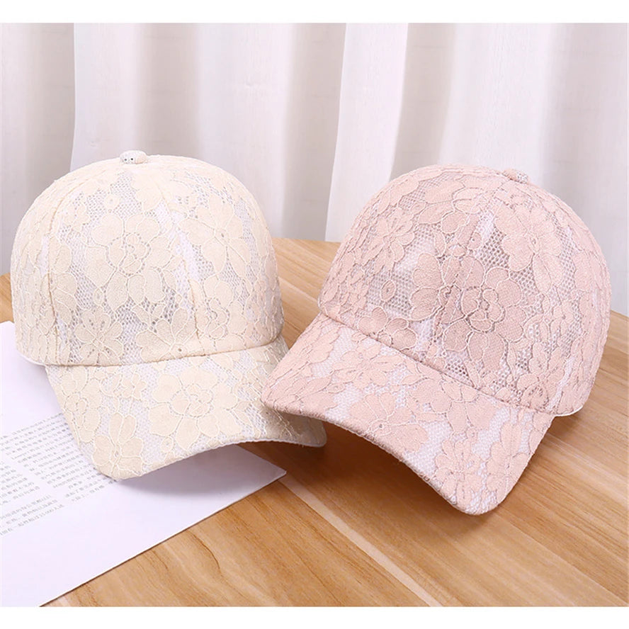 Princess-tyylinen pitsikirjailtu verkkokukka-kevät- ja kesämallinen naisten baseball-lippis, hengittävä naisten snapback-lippis, nuorille tytöille, BQ091
