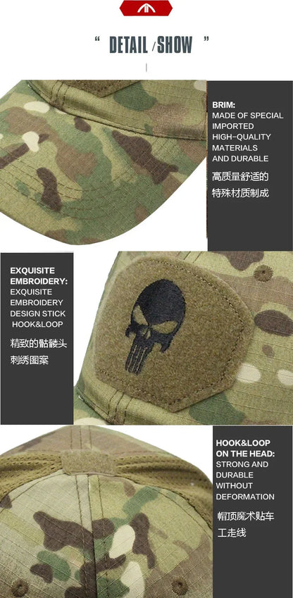 Camouflage Baseball Cap Mesh Breathable Special Forces Tactical Camo Hat Skull Duck Visor Hat