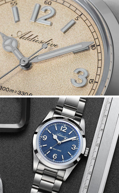 ADDIESDIVE 36mm Bestseller-Herrenuhr AD2518 mit gewölbtem Spiegelglas, 316L-Edelstahl, Herrenuhr, 100m wasserdichte Quarzuhr