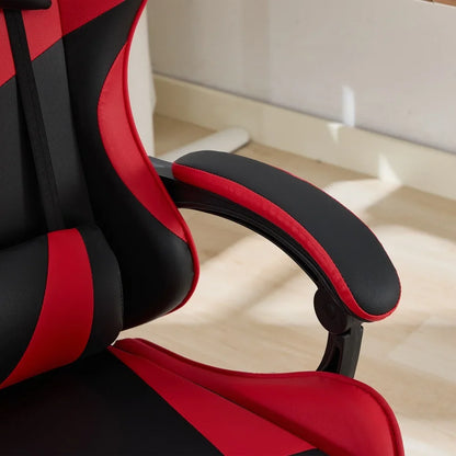360 ° - Swivel Ergonomic Racing Design Gaming Chair Leather, Headrest and Lumbar Support for Office and Gaming - Black&Red