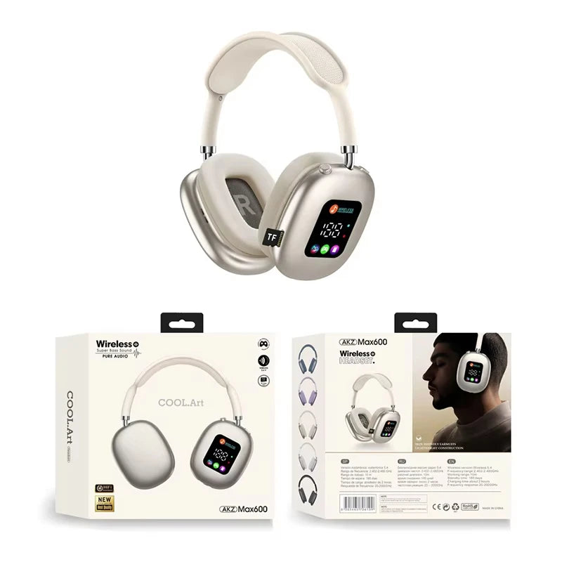 Wireless Bluetooth Headset with RGB Digital Display Screen Card Reader Headset Long Battery life High-fidelity Earphones