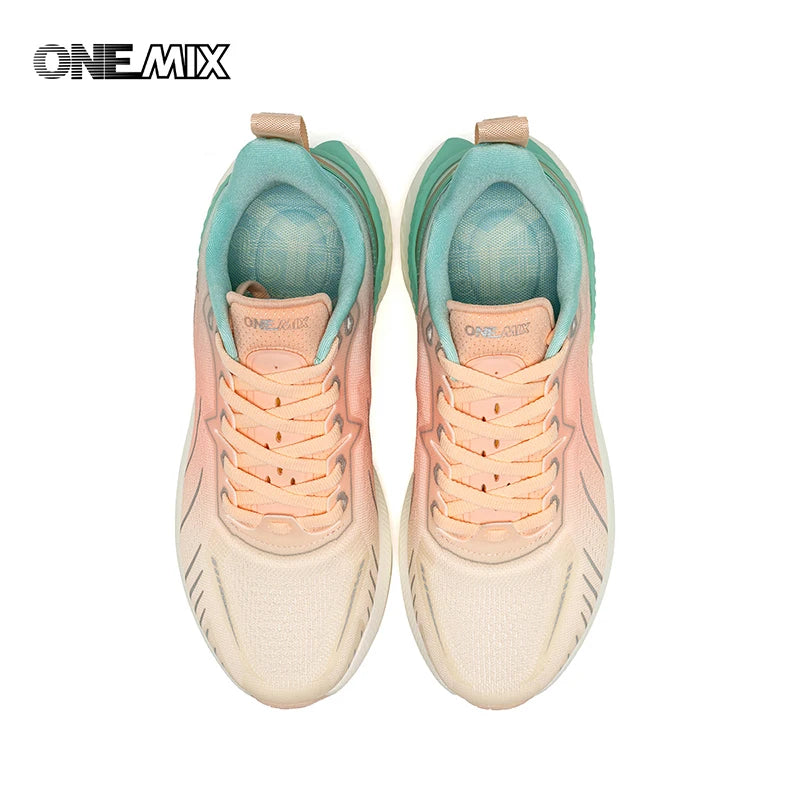 ONEMIX Women's Black Breathable Running Sneakers 2024 Designer Edition, Free Shipping, Pink Fashion Damping Sports Shoes