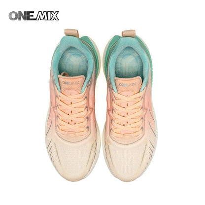 ONEMIX Women's Black Breathable Running Sneakers 2024 Designer Edition, Free Shipping, Pink Fashion Damping Sports Shoes