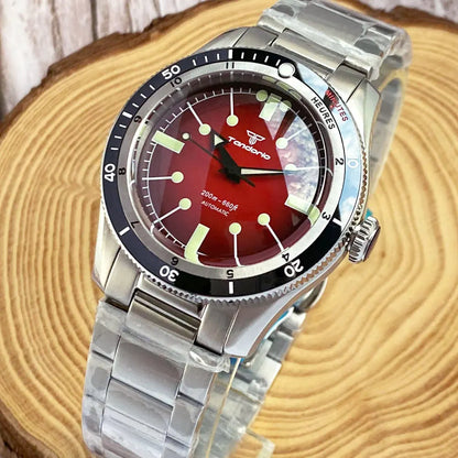 200M Water Resistant Mechanical Wristwatch Miyota 8215 Domed Sapphire Glass 120 clicks Bezel Steel Band Luminous Marks