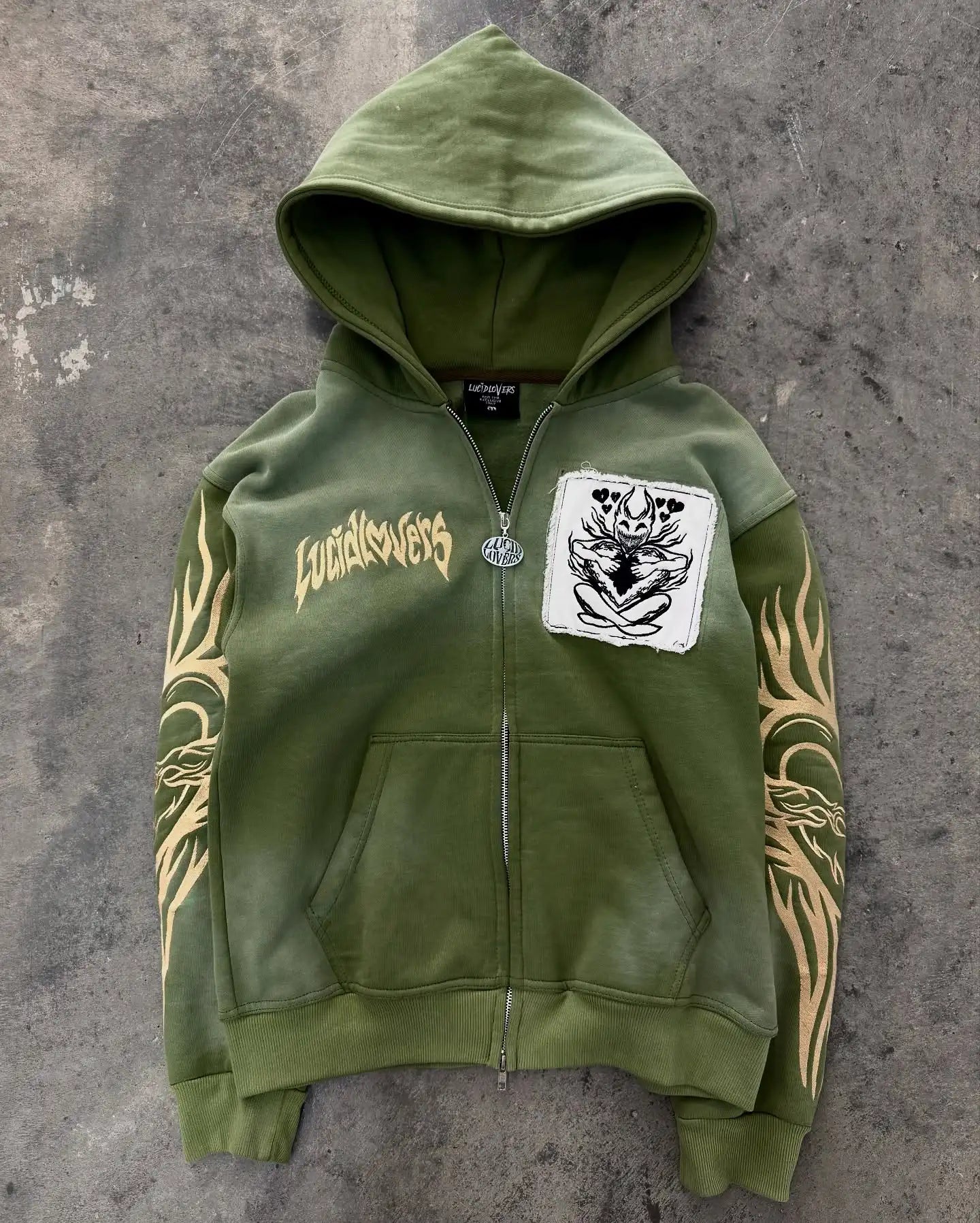 2026 New American Fashion Trend Goth Printed Zipper Hoodie Women Street Hip Hop Punk Rock Sweatshirt Unisex Casual Loose Hoodie