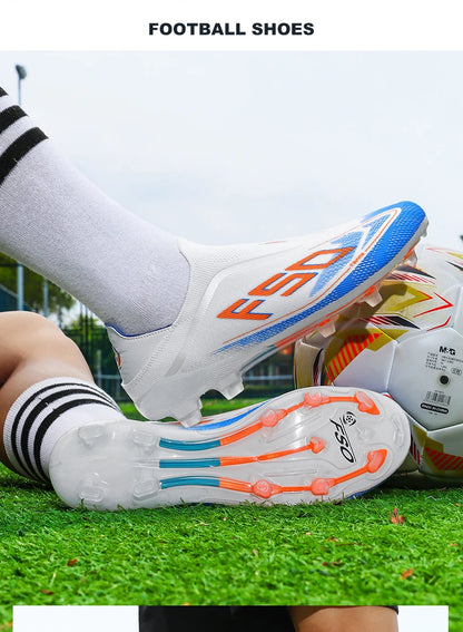 Neue Herren-Fußballschuhe, Futsal- und Outdoor-Sneaker, rutschfeste hochwertige Fußballschuhe mit Stollen für Rasenplätze, Bestseller, High-Top, leicht