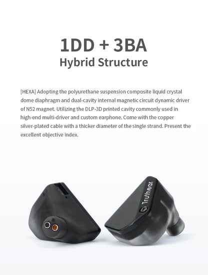 Truthear HEXA 1DD+3BA Hybrid Earphones with 0.78 2Pin Cable Earbuds