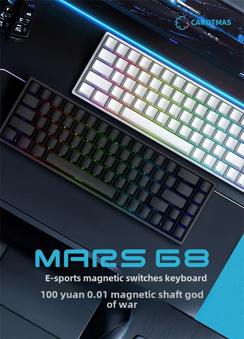 Mars 68 PRO magnetic axis mechanical keyboard gaming keyboard 0 dead zone plug and unplug RGB light wired wireless selectable