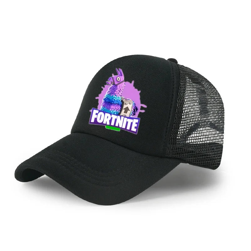 Boné de Basebol Fortnite com Estampa Cartoon do Jogo para Crianças, Boné de Verão em Malha Respirável, Boné Ajustável com Pala, Presente de Aniversário para Crianças