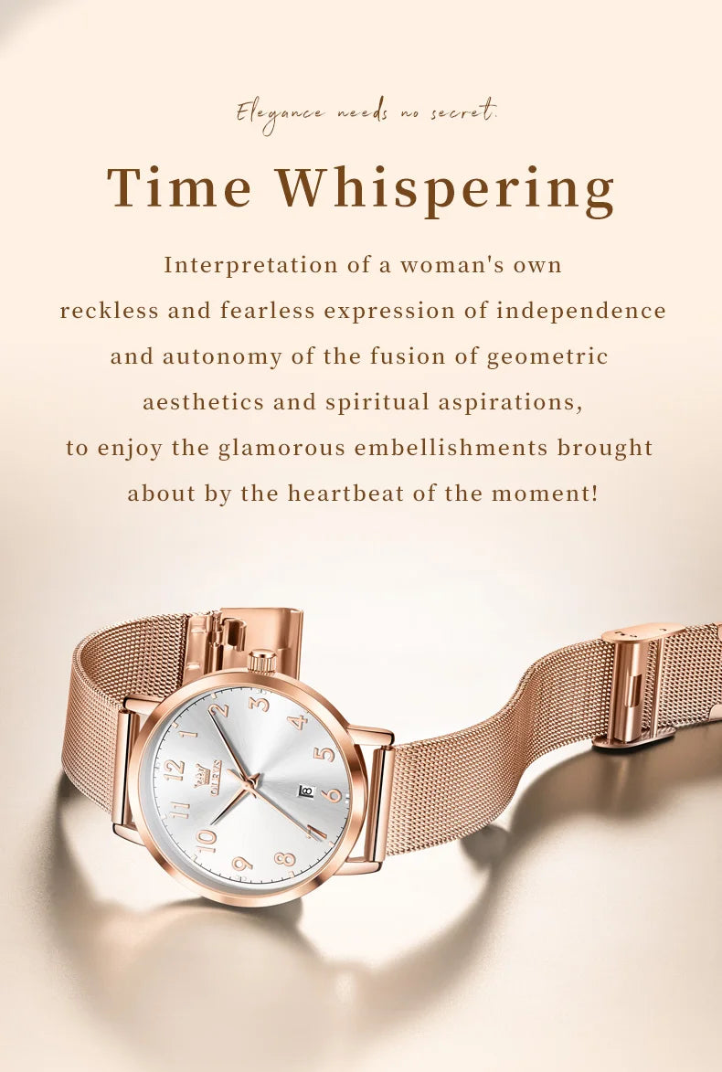 OLEVS New Woman Watch Luxury Brand Quartz Watch Elegant Rose Gold Digital Waterproof Watches Simple Bracelet Women's Watch 5653