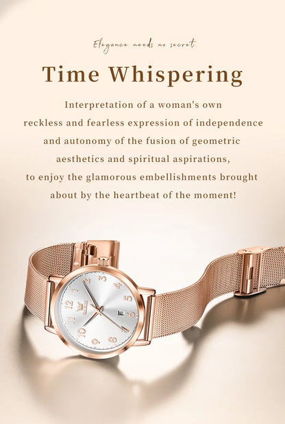 OLEVS New Woman Watch Luxury Brand Quartz Watch Elegant Rose Gold Digital Waterproof Watches Simple Bracelet Women's Watch 5653